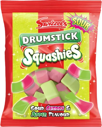 swizzels drumstick squashies sour cherry apple foam sugar 120g