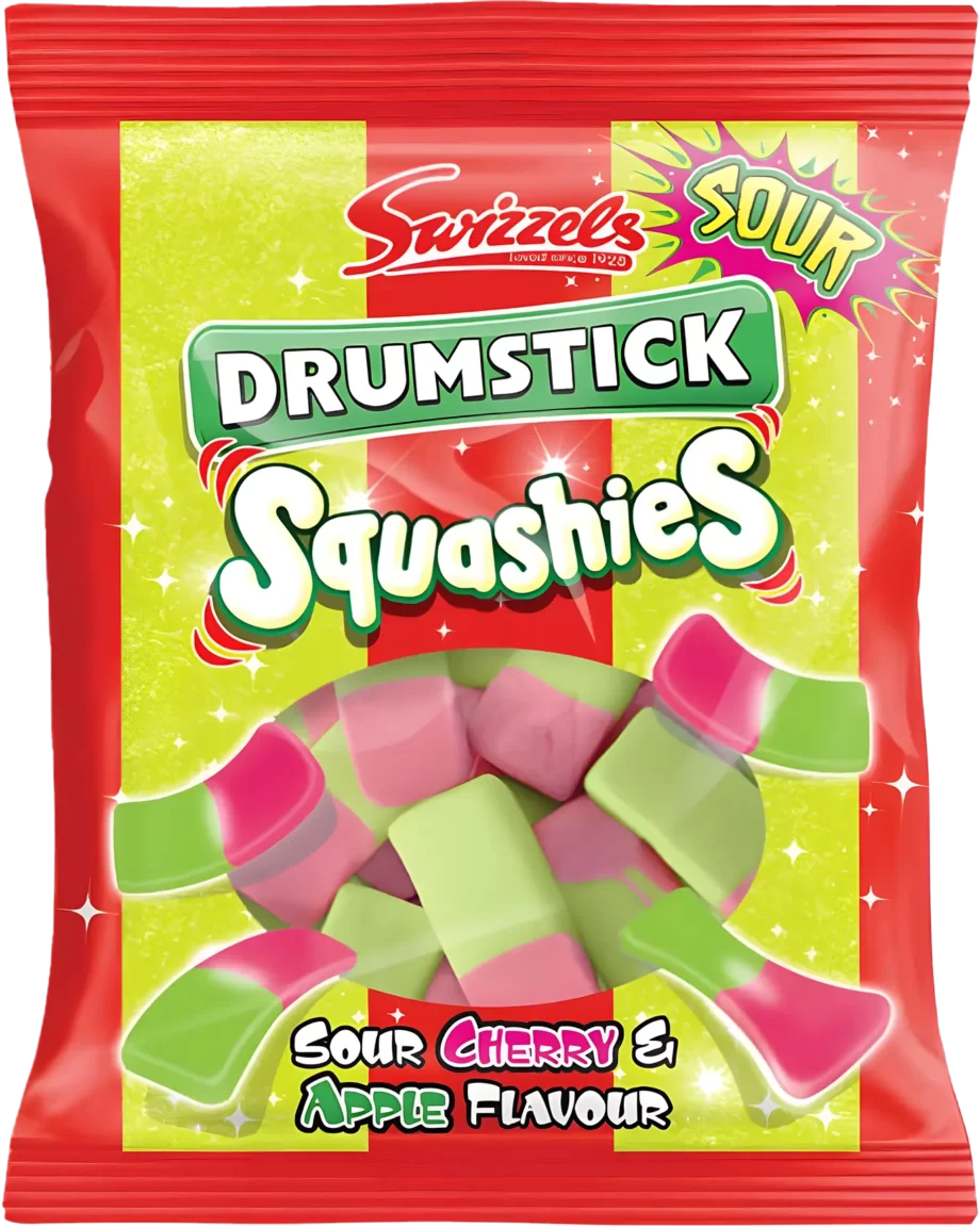 swizzels drumstick squashies sour cherry apple foam sugar 120g