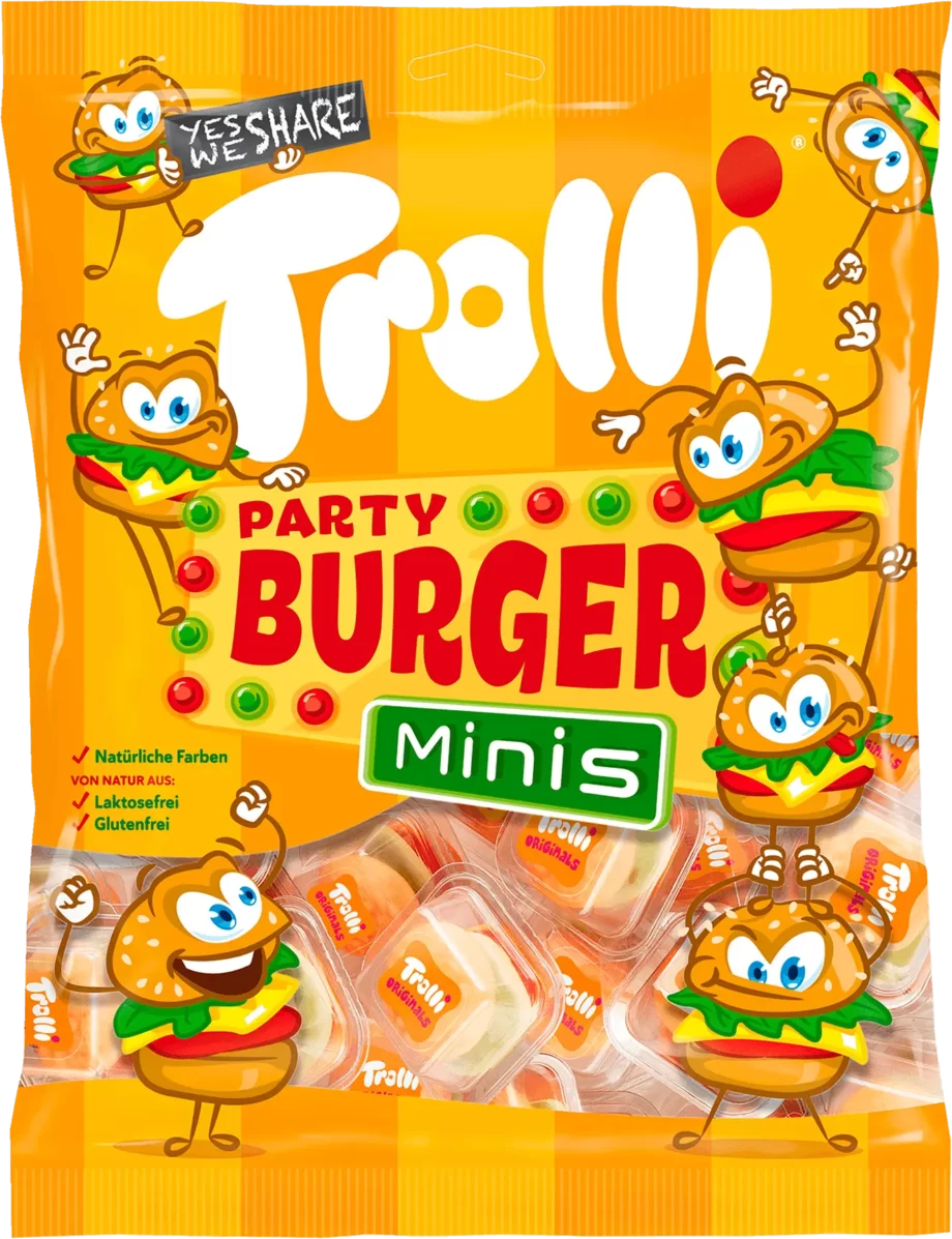 trolli party burger minis foam sugar gummi candy 170g