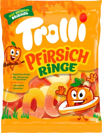 trolli peach rings foam sugar gummi candy 150g