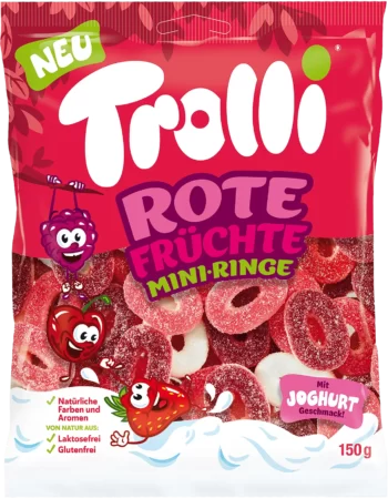 trolli red fruit mini rings foam sugar gummi candy 150g