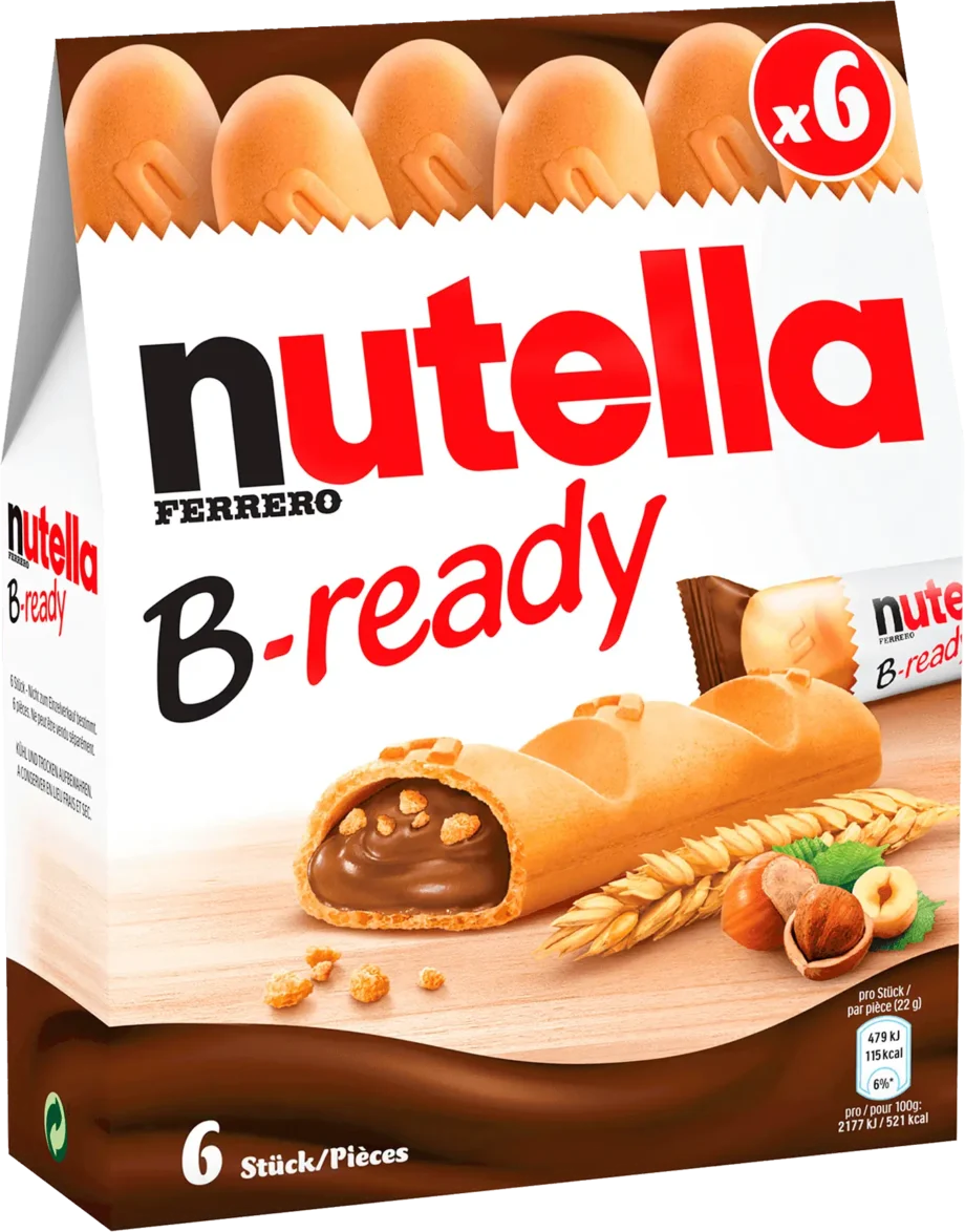 nutella b-ready wafer hazelnut spread 6x