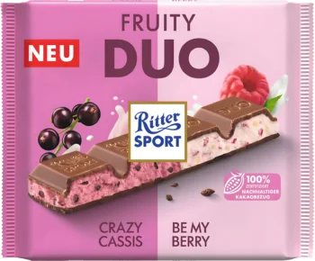 ritter sport duo fruity milk chocolate bar 218g