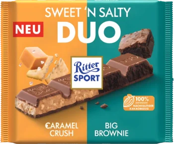 ritter sport duo sweet'n salty milk chocolate bar 218g